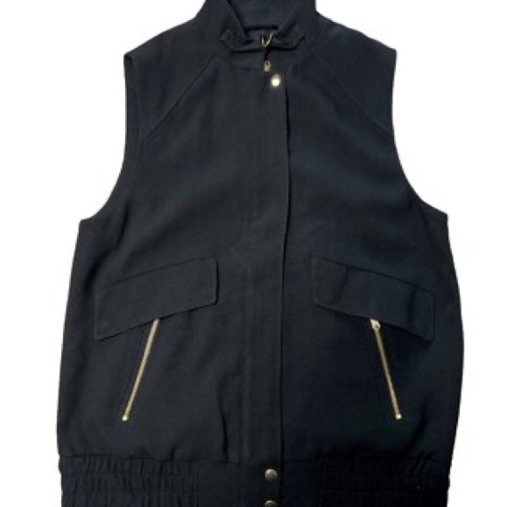Club Monaco Black Sleeveless Vest with Gold Accents